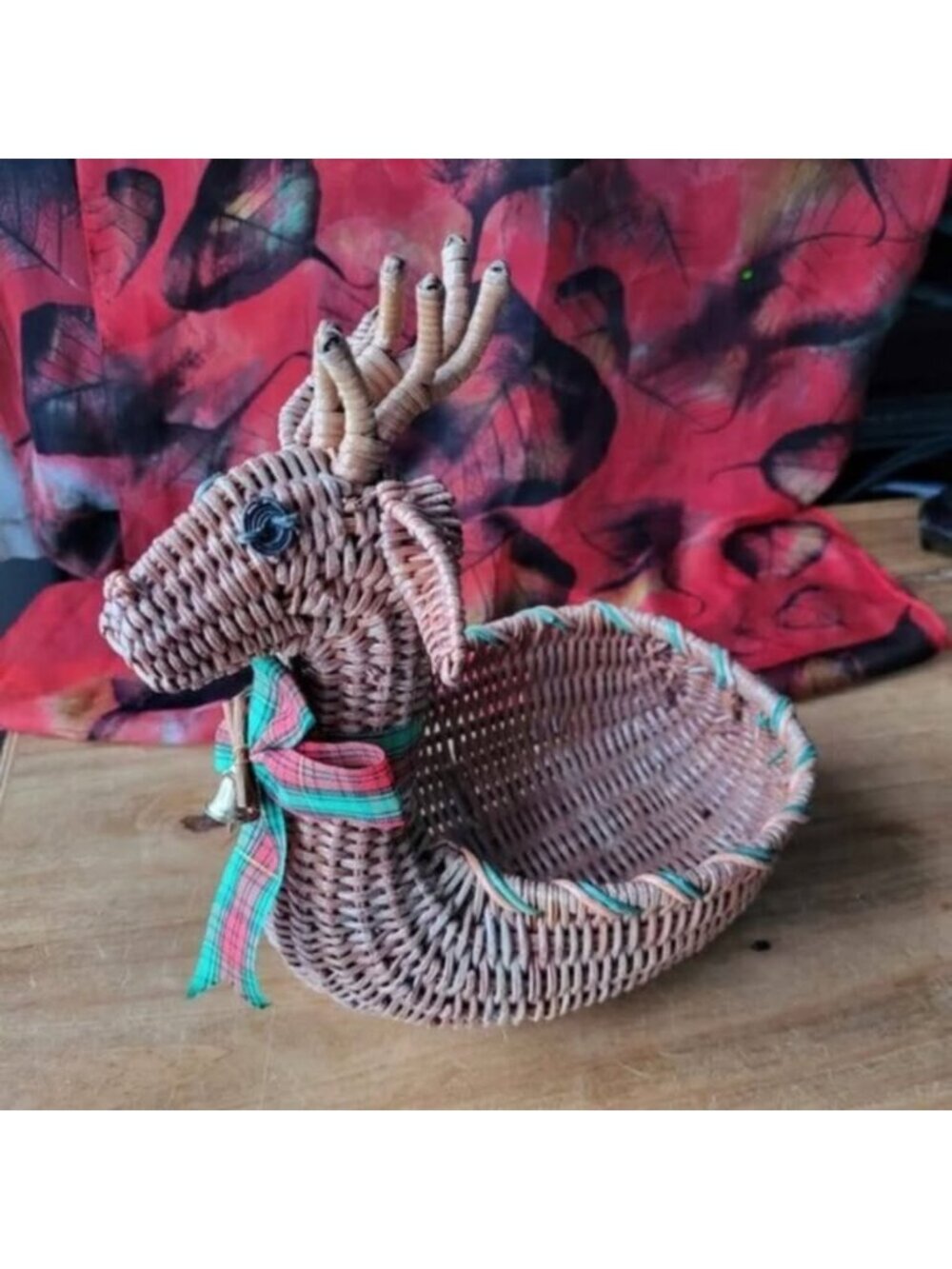 Vintage Wicker Reindeer Basket